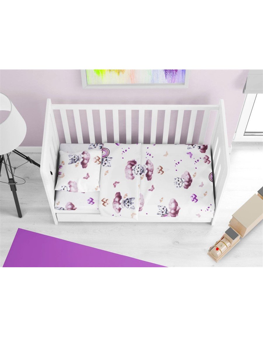 Κατωσέντονο Με Λάστιχο bebe Kitten 561 0,70X1,40X0,15 Mauve 100% Cotton