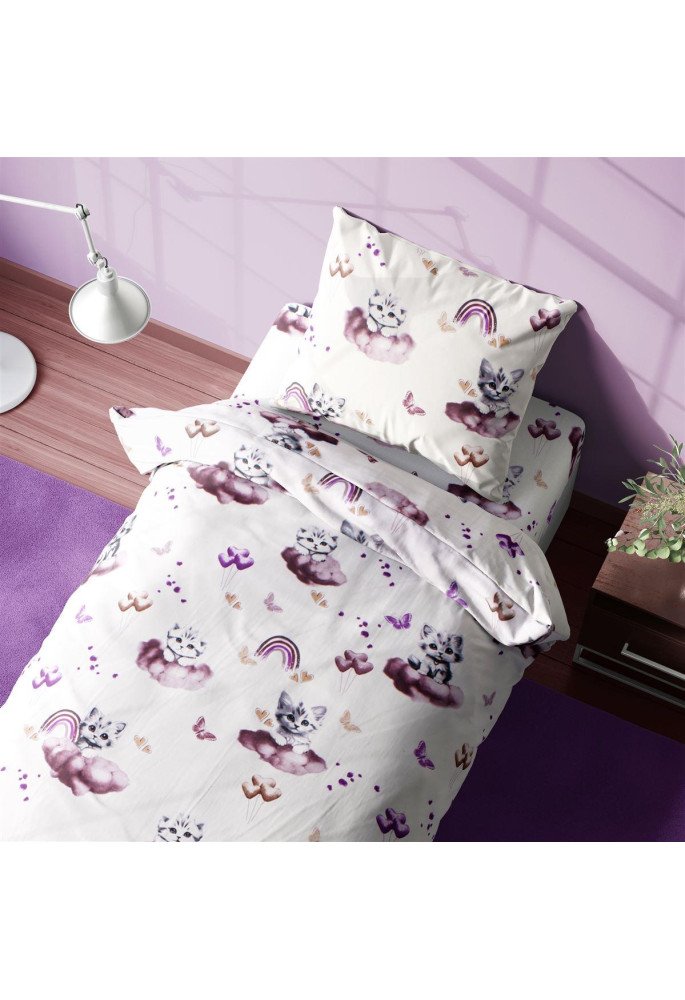 Σεντόνια Εμπριμέ Σετ 2 τεμ kids Kitten 561 160X240 Mauve 100% Cotton