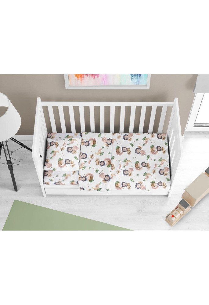 Κατωσέντονο Με Λάστιχο bebe Lion 532 0,70X1,40X0,15 Beige 100% Cotton