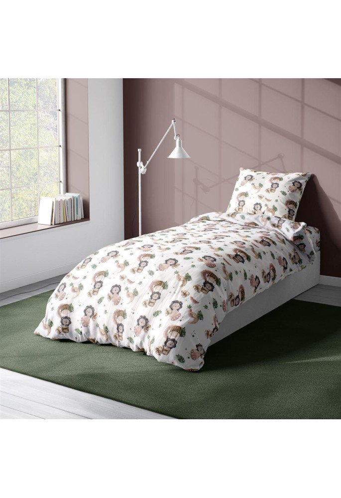 Παπλωματοθήκη Εμπριμέ kids Lion 532 160X240 Beige 100% Cotton