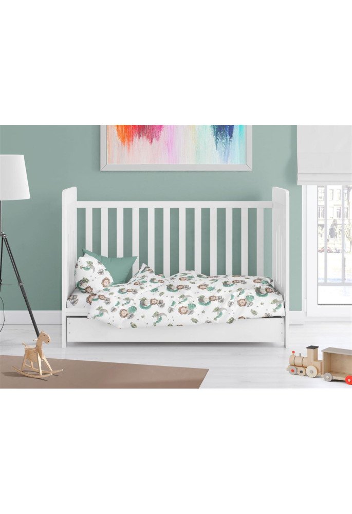 Παπλωματοθήκη Εμπριμέ bebe Lion 534 120X160 Green 100% Cotton