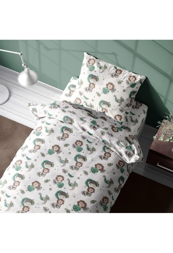 Σεντόνια Εμπριμέ Σετ 2 τεμ kids Lion 534 160X240 Green 100% Cotton