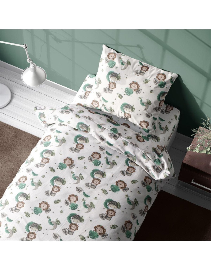 Σεντόνια Εμπριμέ Σετ 2 τεμ kids Lion 534 160X240 Green 100% Cotton