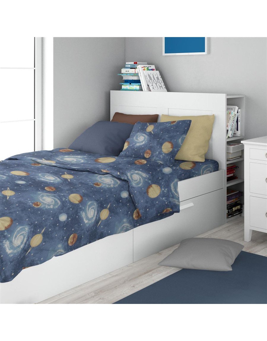 Σεντόνια Εμπριμέ Σετ 2 τεμ kids Milky Way 185 160X240 Blue 100% Cotton