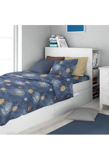 Σεντόνια Εμπριμέ Σετ 3 τεμ kids Milky Way 185 160X240 Blue 100% Cotton Σεντόνια Εμπριμέ Σετ 3 τεμ kids Milky Way 185 160X240 Blue 100% Cotton
