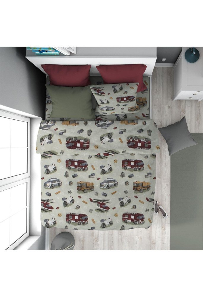 Παπλωματοθήκη Εμπριμέ kids Toys 47 160X240 Olive 100% Cotton Flannel