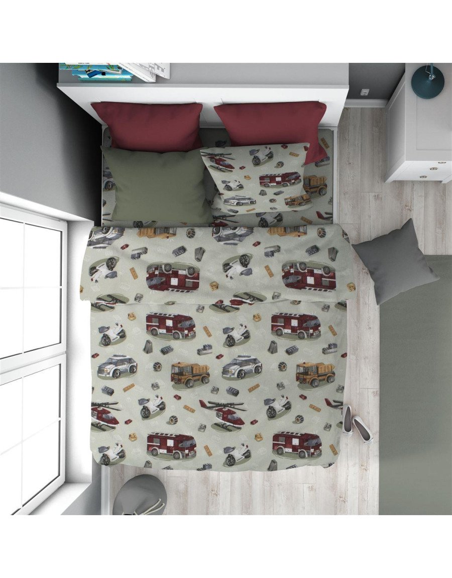 Παπλωματοθήκη Εμπριμέ kids Toys 47 160X240 Olive 100% Cotton Flannel