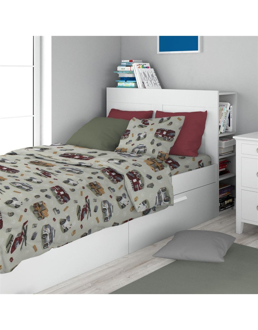 Σεντόνια Εμπριμέ Σετ 3 τεμ kids Toys 47 160X240 Olive 100% Cotton Flannel