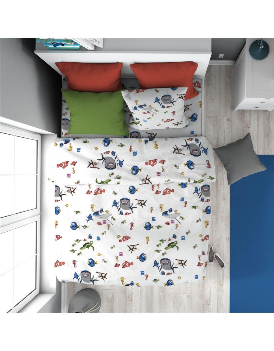 Παπλωματοθήκη Εμπριμέ kids Nemo 31 160X240 White 100% Cotton Flannel