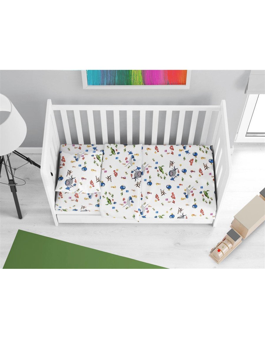 Σεντόνια Εμπριμέ Σετ 3 τεμ bebe Nemo 31 120X160 White 100% Cotton Flannel