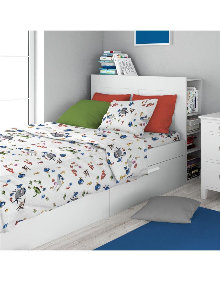 Σεντόνια Εμπριμέ Σετ 3 τεμ kids Nemo 31 160X240 White 100% Cotton Flannel