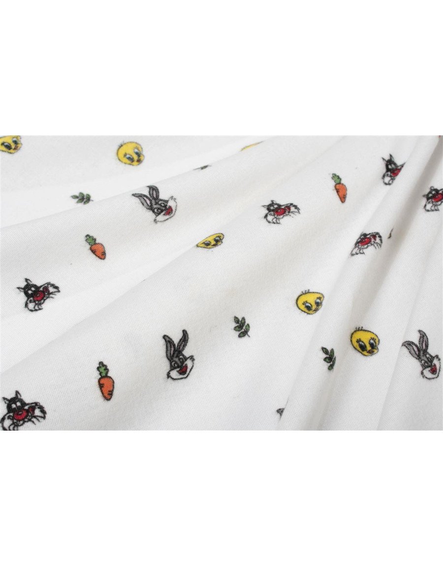 Σεντονάκι Λίκνου bebe Looney Tunes 38 80X110 White 100% Cotton Flannel