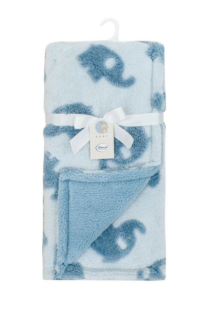 Κουβέρτα Sherpa Jacquard bebe 460 gsm Elephant 08 75X100 Sky Blue 100% Polyester