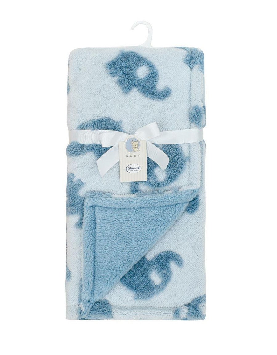 Κουβέρτα Sherpa Jacquard bebe 460 gsm Elephant 08 75X100 Sky Blue 100% Polyester