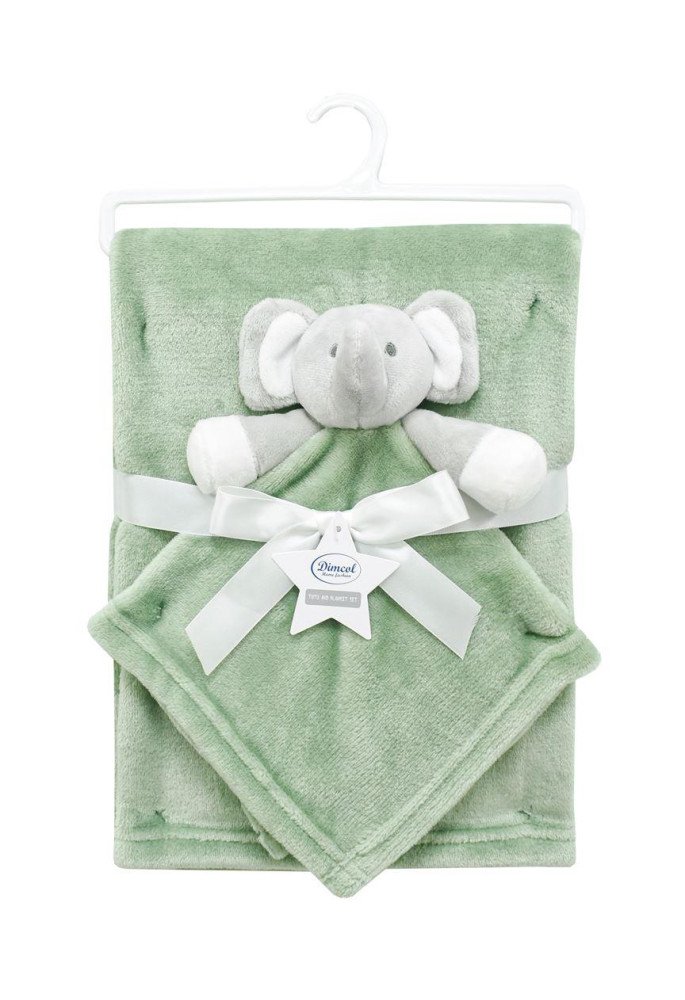 Νάνι-Πανάκι Παρηγοριάς bebe σετ 2 τεμ. Elephant 07 33X33 & Κουβέρτα Coral Fleece 75X100 cm Sage Green 100% Polyester