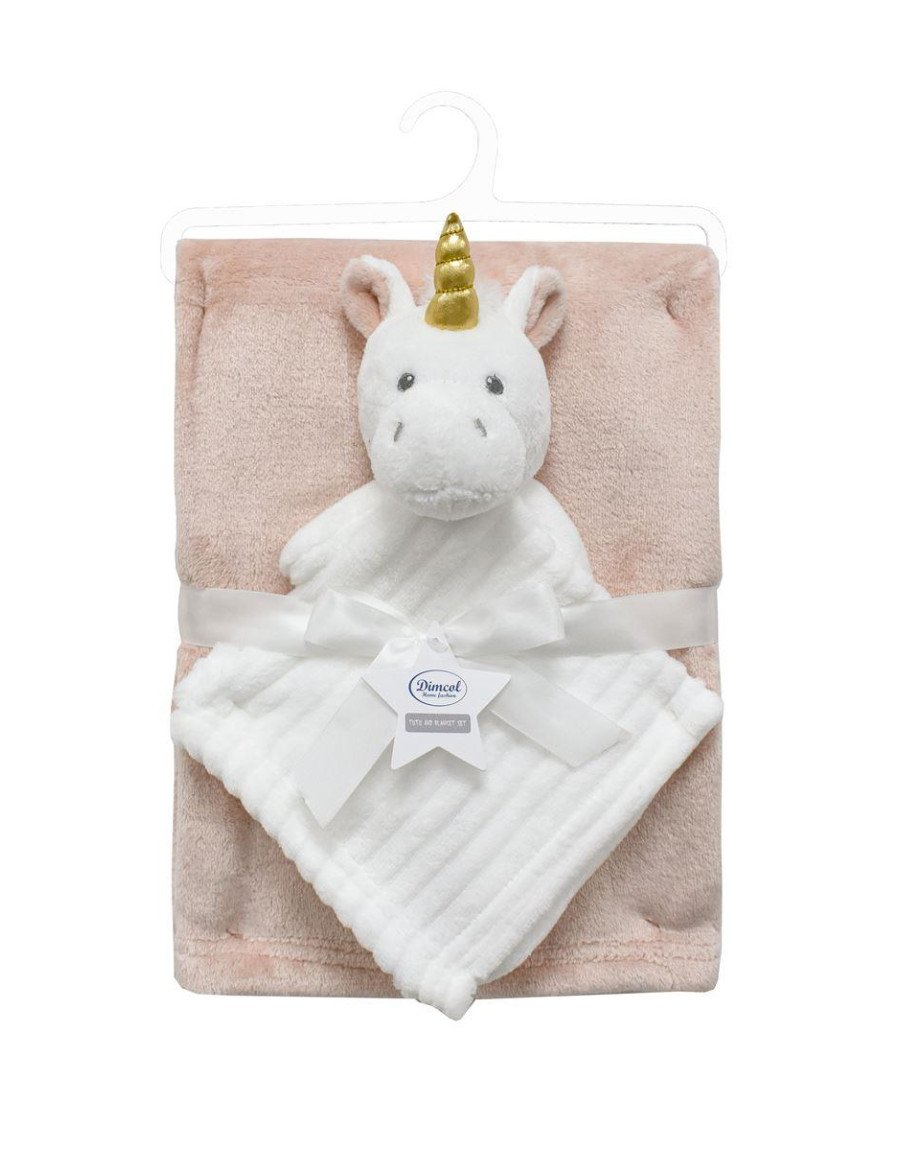 Νάνι-Πανάκι Παρηγοριάς bebe σετ 2 τεμ. Unicorn 06 33X33 & Κουβέρτα Coral Fleece 75X100 cm White-Pink 100% Polyester