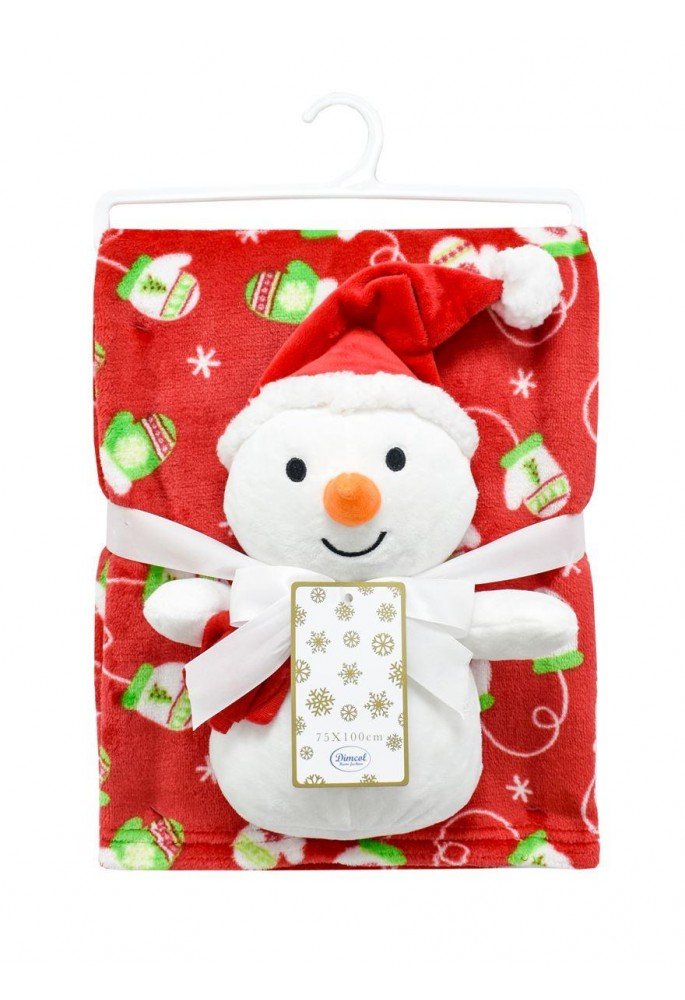 Χριστουγεννιάτικο Λούτρινο Σετ 2 Τεμ. bebe Snowman 27 Ύψος 30 cm & Κουβέρτα Coral Fleece 75X100cm Red 100% Polyester Χριστουγεννιάτικο Λούτρινο Σετ 2 Τεμ. bebe Snowman 27 Ύψος 30 cm & Κουβέρτα Coral Fleece 75X100cm Red 100% Polyester