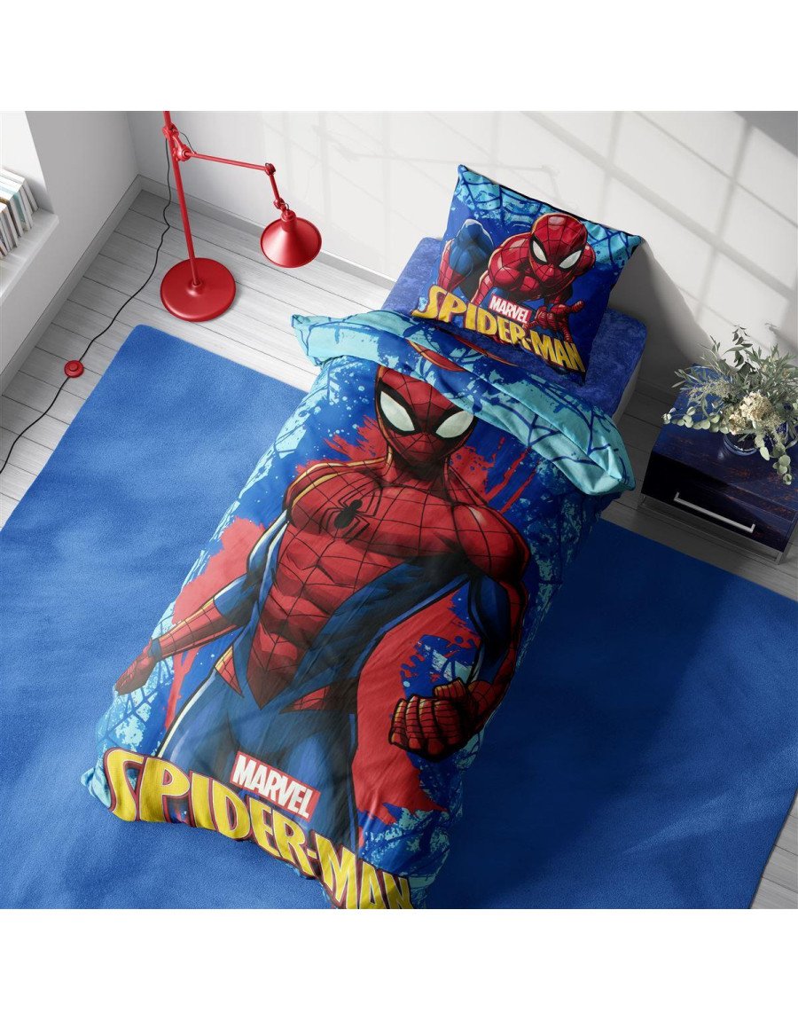 Σεντόνια Σετ 2 τεμ Marvel Spider-Man 712 160X240 Electric Blue 100% Cotton