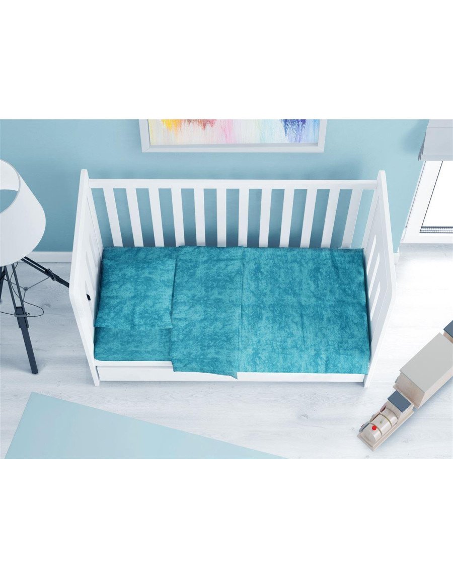 Σεντόνια Σετ 3 τεμ bebe Premium Shadow 620 120X160 Turquoise 100% Cotton