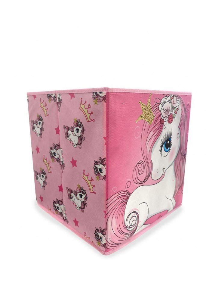 Κουτί-Σκαμπό Unicorn 10 30X30X30 Pink 100% Polyester Κουτί-Σκαμπό Unicorn 10 30X30X30 Pink 100% Polyester