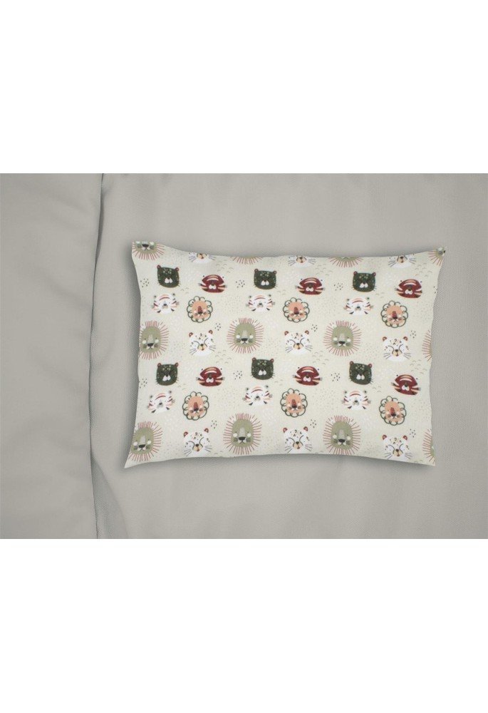 Μαξιλαροθήκη Εμπριμέ kids Big Cats 27 50X70 Light Olive 100% Cotton Μαξιλαροθήκη Εμπριμέ kids Big Cats 27 50X70 Light Olive 100% Cotton