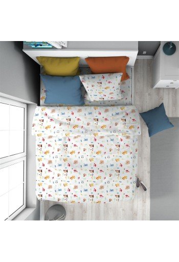 Παπλωματοθήκη Εμπριμέ kids Forest Animals 570 160X240 White-Sky Blue 100% Cotton Παπλωματοθήκη Εμπριμέ kids Forest Animals 570 160X240 White-Sky Blue 100% Cotton
