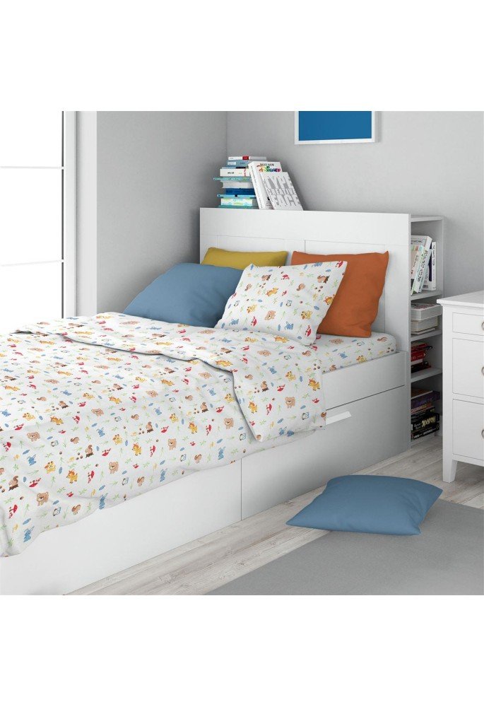 Σεντόνια Εμπριμέ Σετ 2 τεμ kids Forest Animals 570 160X240 White-Sky Blue 100% Cotton Σεντόνια Εμπριμέ Σετ 2 τεμ kids Forest Animals 570 160X240 White-Sky Blue 100% Cotton