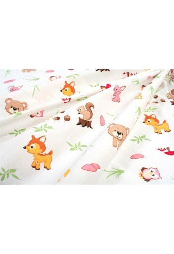 Πάνα Χασέ bebe Forest Animals 571 80X80 White-Pink 100% Cotton Πάνα Χασέ bebe Forest Animals 571 80X80 White-Pink 100% Cotton