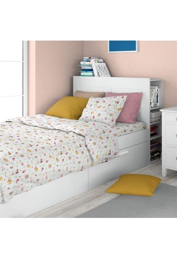 Σεντόνια Εμπριμέ Σετ 3 τεμ kids Forest Animals 571 160X240 White-Pink 100% Cotton Σεντόνια Εμπριμέ Σετ 3 τεμ kids Forest Animals 571 160X240 White-Pink 100% Cotton