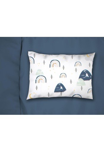 Μαξιλαροθήκη Εμπριμέ bebe Rainbow 574 35X45 White-Blue 100% Cotton Μαξιλαροθήκη Εμπριμέ bebe Rainbow 574 35X45 White-Blue 100% Cotton