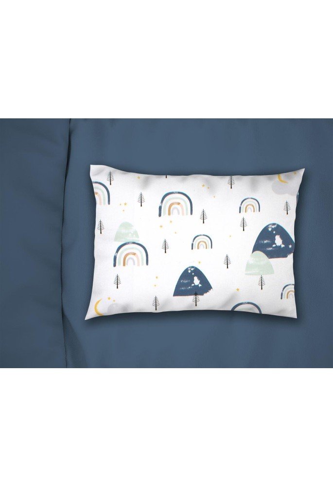 Μαξιλαροθήκη Εμπριμέ bebe Rainbow 574 35X45 White-Blue 100% Cotton Μαξιλαροθήκη Εμπριμέ bebe Rainbow 574 35X45 White-Blue 100% Cotton