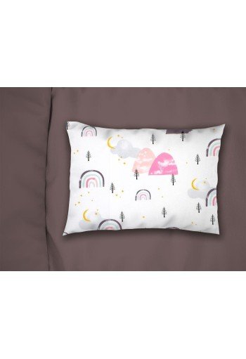 Μαξιλαροθήκη Εμπριμέ bebe Rainbow 575 35X45 White-Pink 100% Cotton Μαξιλαροθήκη Εμπριμέ bebe Rainbow 575 35X45 White-Pink 100% Cotton