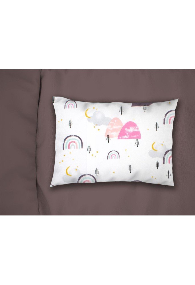 Μαξιλαροθήκη Εμπριμέ bebe Rainbow 575 35X45 White-Pink 100% Cotton Μαξιλαροθήκη Εμπριμέ bebe Rainbow 575 35X45 White-Pink 100% Cotton