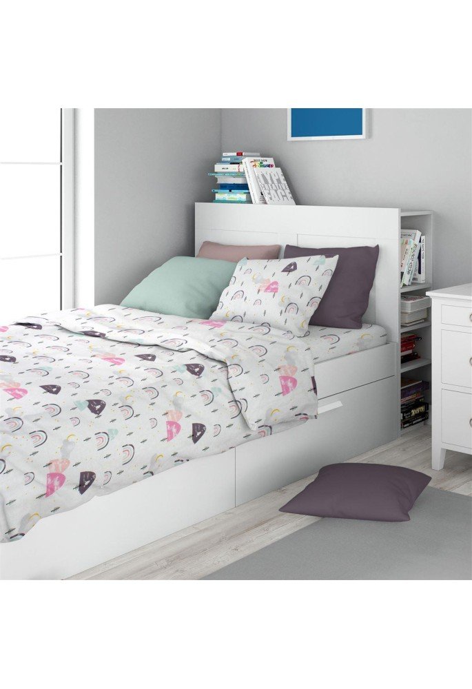 Σεντόνια Εμπριμέ Σετ 2 τεμ kids Rainbow 575 160X240 White-Pink 100% Cotton Σεντόνια Εμπριμέ Σετ 2 τεμ kids Rainbow 575 160X240 White-Pink 100% Cotton