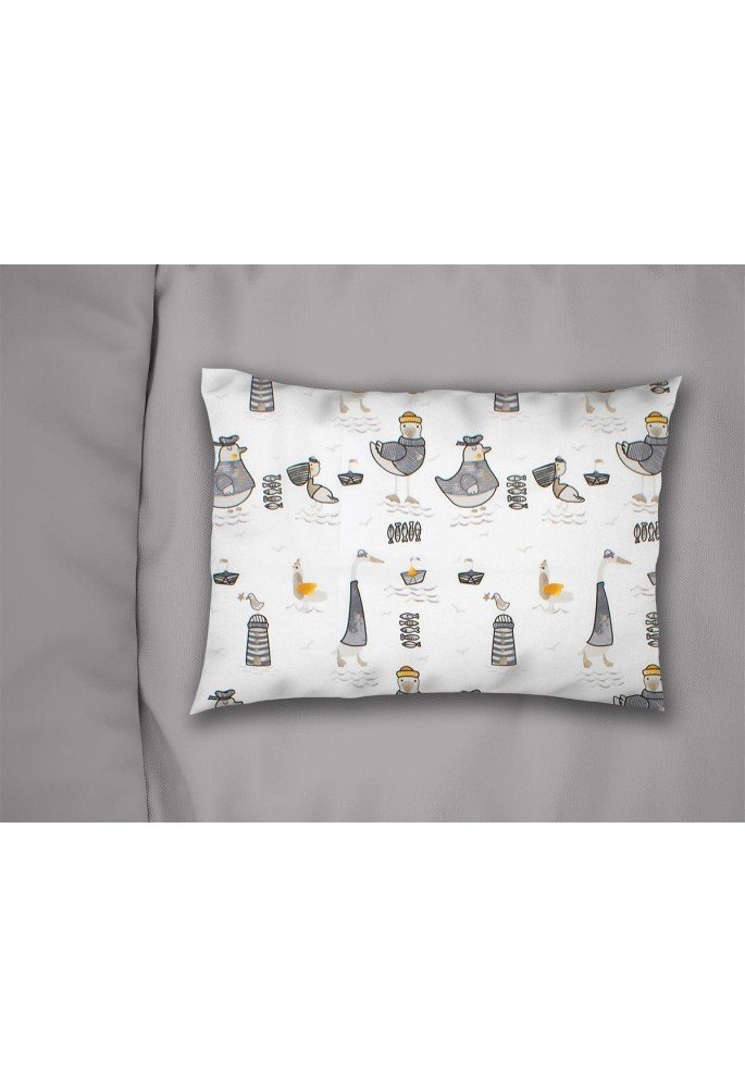 Μαξιλαροθήκη Εμπριμέ bebe Seabirds 578 35X45 White-Grey 100% Cotton Μαξιλαροθήκη Εμπριμέ bebe Seabirds 578 35X45 White-Grey 100% Cotton