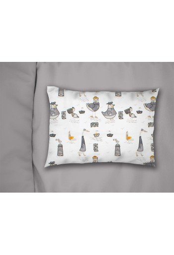 Μαξιλαροθήκη Εμπριμέ kids Seabirds 578 50X70 White-Grey 100% Cotton Μαξιλαροθήκη Εμπριμέ kids Seabirds 578 50X70 White-Grey 100% Cotton