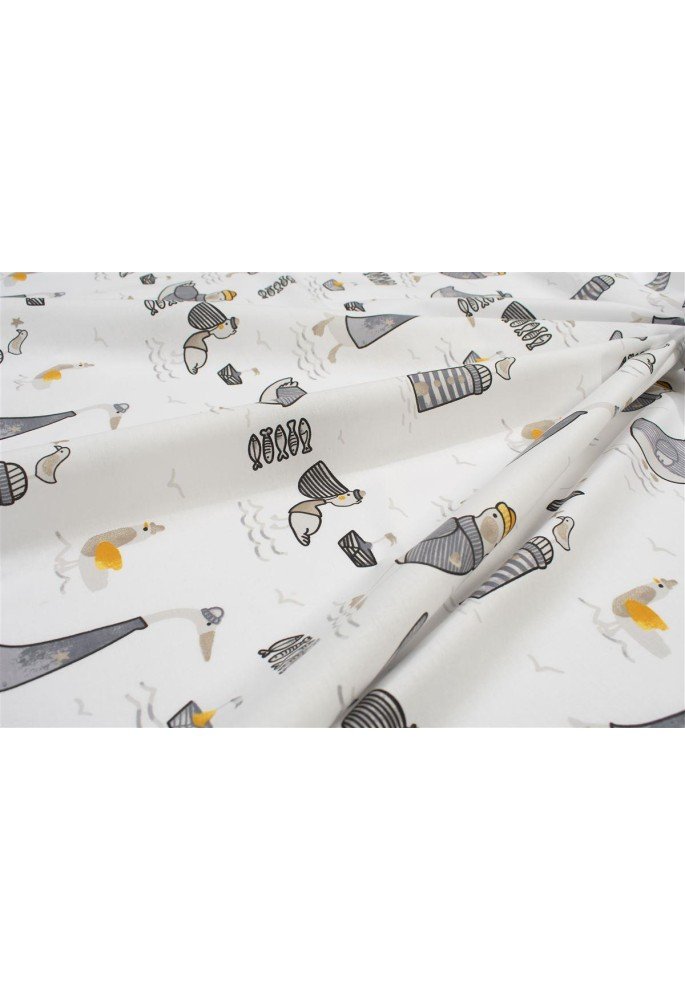 Πάνα Χασέ bebe Seabirds 578 80X80 White-Grey 100% Cotton