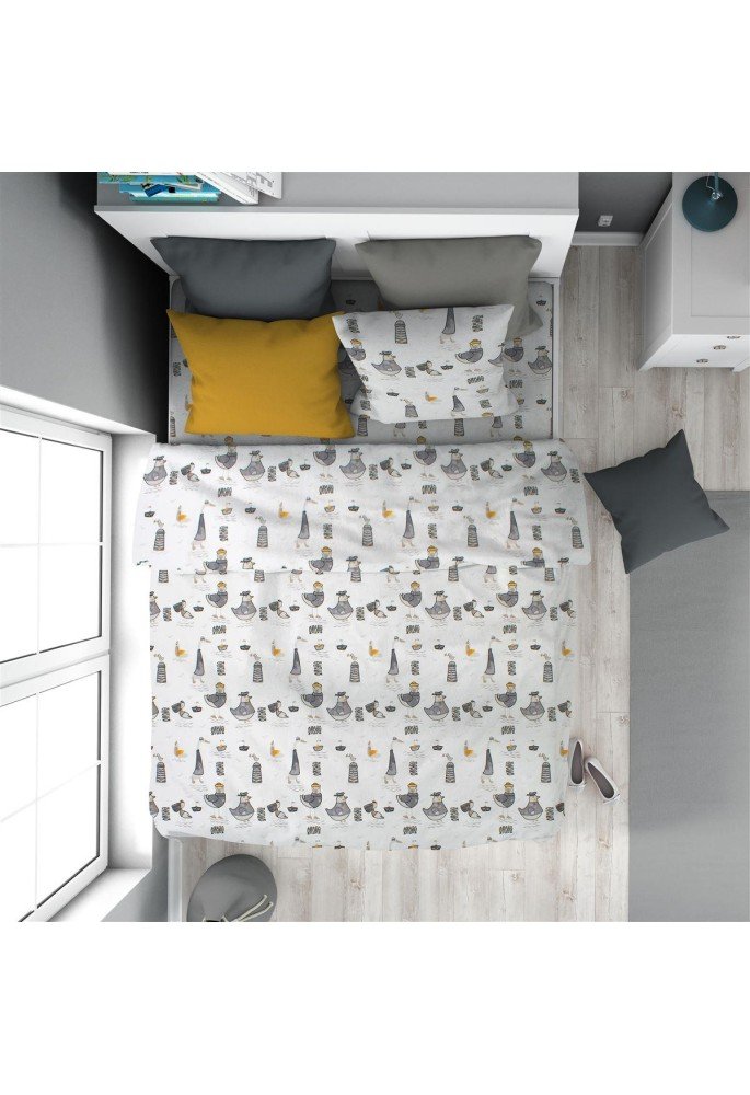 Παπλωματοθήκη Εμπριμέ kids Seabirds 578 160X240 White-Grey 100% Cotton Παπλωματοθήκη Εμπριμέ kids Seabirds 578 160X240 White-Grey 100% Cotton