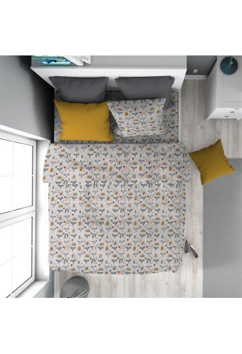 Παπλωματοθήκη Εμπριμέ kids Fox 527 160X240 Grey 100% Cotton Παπλωματοθήκη Εμπριμέ kids Fox 527 160X240 Grey 100% Cotton