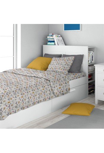 Σεντόνια Εμπριμέ Σετ 2 τεμ kids Fox 527 160X240 Grey 100% Cotton Σεντόνια Εμπριμέ Σετ 2 τεμ kids Fox 527 160X240 Grey 100% Cotton