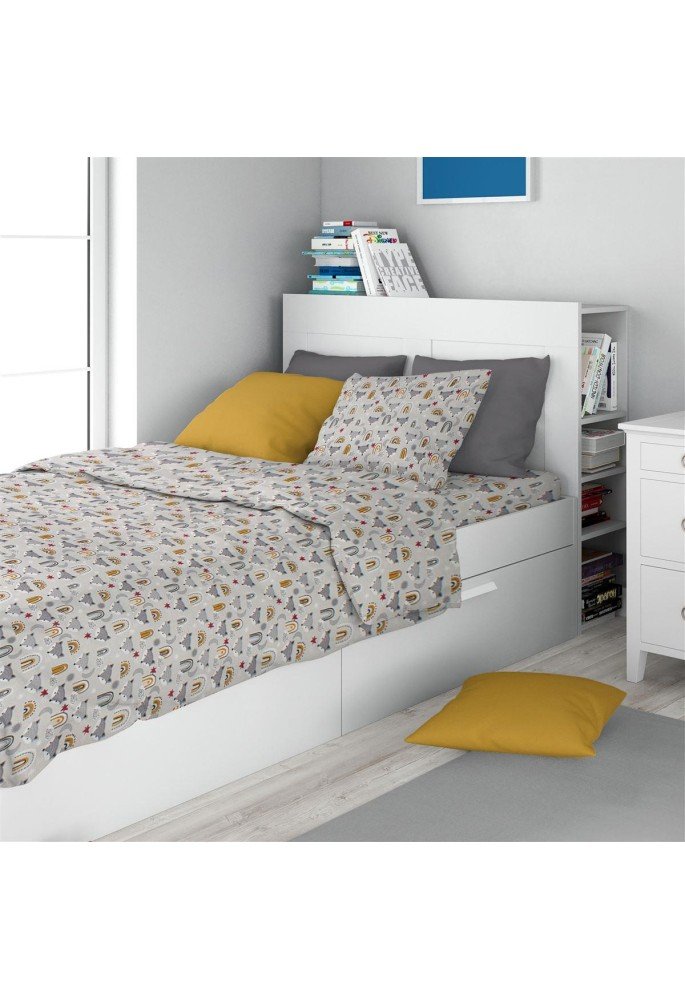 Σεντόνια Εμπριμέ Σετ 2 τεμ kids Fox 527 160X240 Grey 100% Cotton Σεντόνια Εμπριμέ Σετ 2 τεμ kids Fox 527 160X240 Grey 100% Cotton