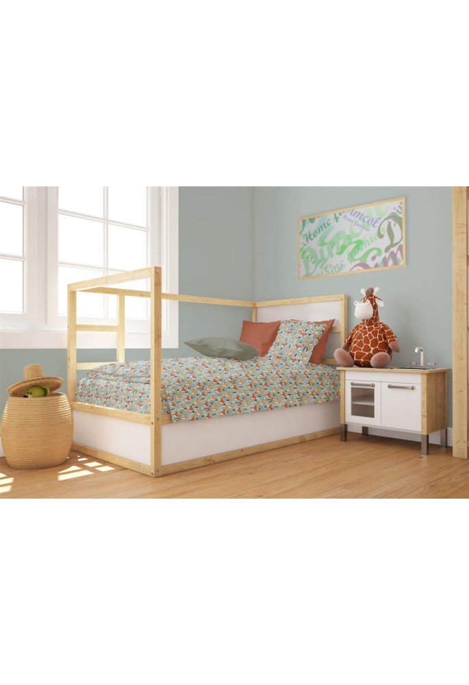 Παπλωματοθήκη Εμπριμέ bebe Fox 528 120X160 Pale Cyan 100% Cotton Παπλωματοθήκη Εμπριμέ bebe Fox 528 120X160 Pale Cyan 100% Cotton