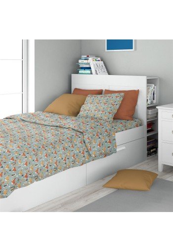 Σεντόνια Εμπριμέ Σετ 2 τεμ kids Fox 528 160X240 Pale Cyan 100% Cotton Σεντόνια Εμπριμέ Σετ 2 τεμ kids Fox 528 160X240 Pale Cyan 100% Cotton