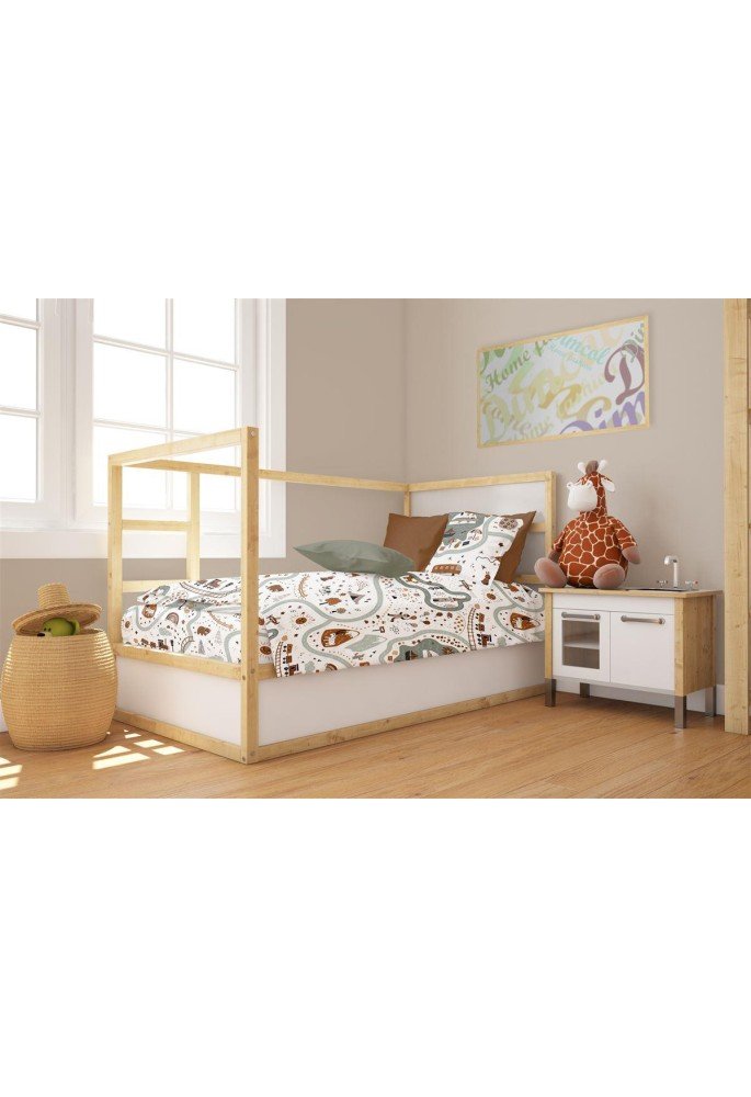 Παπλωματοθήκη Εμπριμέ bebe Countryside 580 120X160 White-Mint 100% Cotton Παπλωματοθήκη Εμπριμέ bebe Countryside 580 120X160 White-Mint 100% Cotton