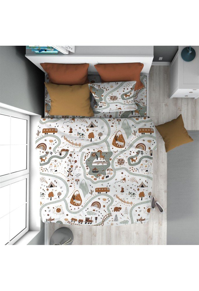 Παπλωματοθήκη Εμπριμέ kids Countryside 580 160X240 White-Mint 100% Cotton Παπλωματοθήκη Εμπριμέ kids Countryside 580 160X240 White-Mint 100% Cotton