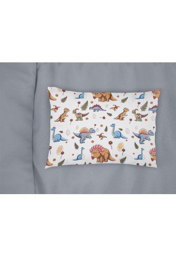 Μαξιλαροθήκη Εμπριμέ bebe Dinosaur 519 35X45 White-Blue 100% Cotton