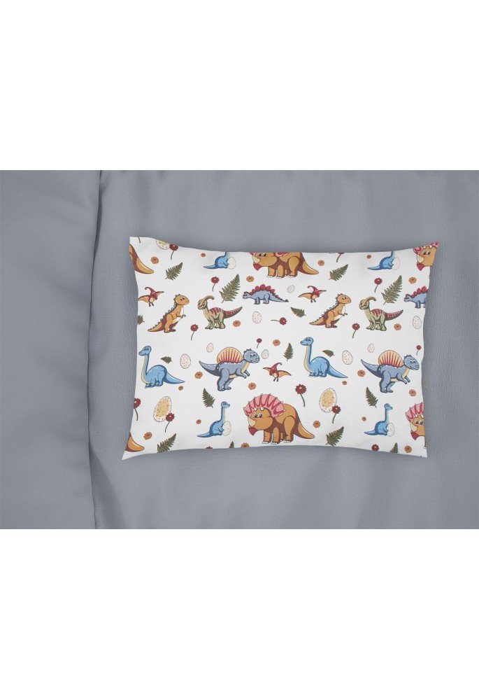 Μαξιλαροθήκη Εμπριμέ bebe Dinosaur 519 35X45 White-Blue 100% Cotton Μαξιλαροθήκη Εμπριμέ bebe Dinosaur 519 35X45 White-Blue 100% Cotton