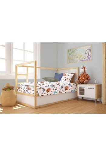 Παπλωματοθήκη Εμπριμέ bebe Dinosaur 519 120X160 White-Blue 100% Cotton Παπλωματοθήκη Εμπριμέ bebe Dinosaur 519 120X160 White-Blue 100% Cotton
