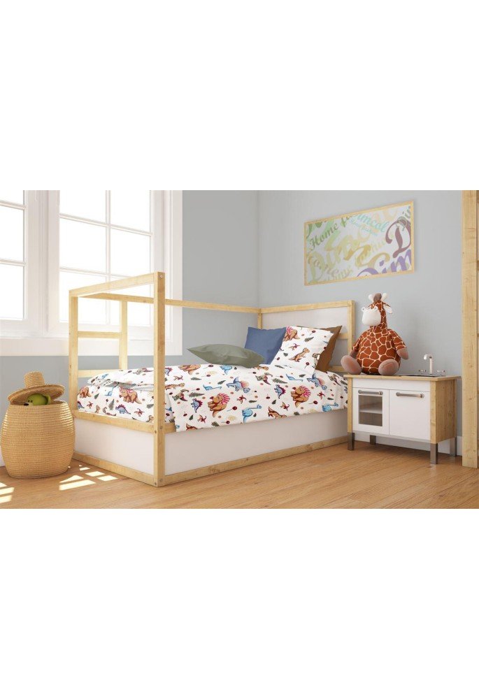 Παπλωματοθήκη Εμπριμέ bebe Dinosaur 519 120X160 White-Blue 100% Cotton Παπλωματοθήκη Εμπριμέ bebe Dinosaur 519 120X160 White-Blue 100% Cotton