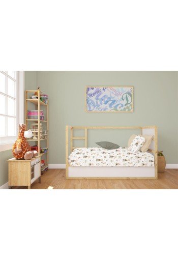 Κατωσέντονο Με Λάστιχο bebe Cloudy Bear 581 0,70X1,40X0,15 White-Olive 100% Cotton Κατωσέντονο Με Λάστιχο bebe Cloudy Bear 581 0,70X1,40X0,15 White-Olive 100% Cotton
